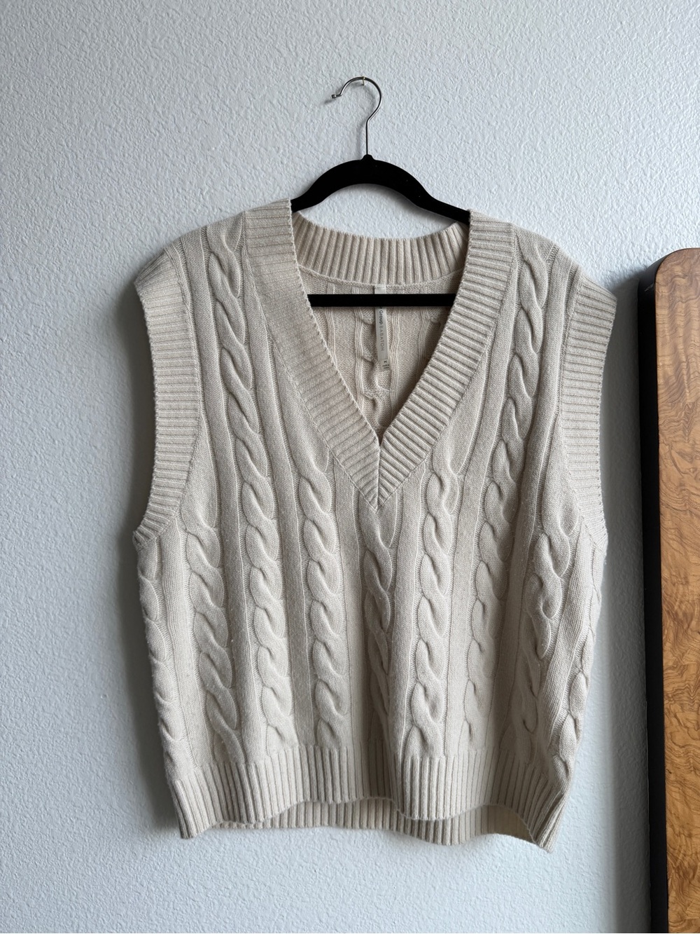 Babaton Cream Cable-Knit V-Neck Sweater Vest